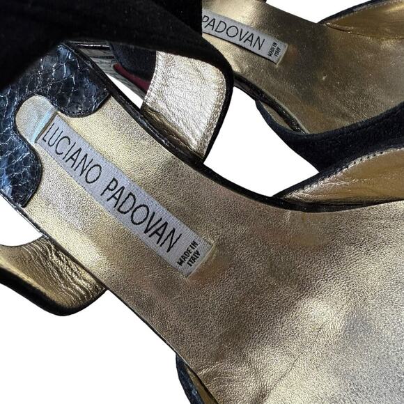 Vintage Luciano Padovan Red Bottom Suede Snakeskin Heels 36.5 - Picture 11 of 15